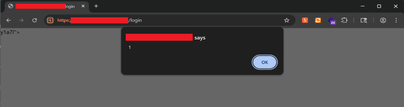 XSS test in login page